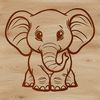 A standing elephant figure, suitable as a clip art element for various digital designs.