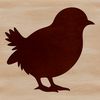 Farm Fresh Chick Silhouette Silhouette illustration of a single chicken in a simple farm setting.