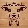 Line Art Cow Design A simple line drawing of a farm animal, specifically a calf.