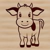 Whimsical Cow Line Art A simple line drawing of a cow in various poses on a farm background.