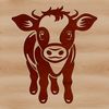 A young cow standing in a green pasture, suitable for vector design and clip art use.