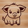 Cute Piglet in a Farm Setting An illustrative vector art design featuring a piglet in a farm setting.