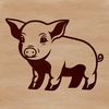 Adorable Piglet in a Field A young pig stands on its hind legs in a green meadow.
