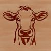 White Background Cow Design A stylized illustration of a cow's head on a white background.