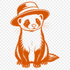 A cute ferret animal wearing a hat in a simple vector illustration.