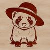 Cute Ferret in a Fancy Hat A cute, furry ferret wearing a small hat.