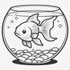 Vibrant Goldfish in a Fish Bowl A colorful goldfish swimming in a fish bowl with a blurred background.