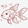 Beautiful Line Art Pet A simple line art illustration of a goldfish, suitable for personal or commercial use in various design projects.