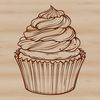 Cupcake Clip Art Vector Design A simple illustration of a cupcake with frosting and sprinkles, suitable for vector graphics or digital cutting machines.