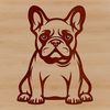 Charming Frenchie Sitting Pretty Image A charming French Bulldog sitting on its haunches, rendered as a high-quality vector graphic.