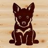 German Shepherd Breed Illustration in Sitting Position A dog breed illustration of a German Shepherd in a sitting position.
