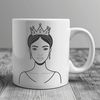 A royalty-themed clip art illustration of a girl in a regal dress, suitable for various design applications.