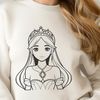 A young female princess in a medieval setting, depicted as a vector art illustration.