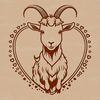 Friendly Goat Clip Art with Love Hearts A colorful illustration of a friendly goat surrounded by love hearts, suitable for crafting or design projects.
