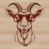 Playful Goat in Spectacles A cartoon illustration of a goat wearing glasses, suitable for vector art and clip art.