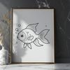 Stylized Goldfish Graphic Art A stylized illustration of a goldfish in various colors, suitable for digital and print use.