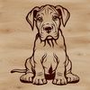 Great Dane Breed Illustration A digital illustration of a sitting Great Dane dog breed with detailed features.