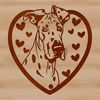 Gentle Giant Red Heart Dog Icon A large breed dog with a gentle expression, featuring red heart icons surrounding its head.