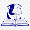 Guinea Pig Reading a Book Vector Image A cute guinea pig sitting on a couch with a book in its paws.