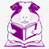 Guinea Pig Reading Delight A cute illustration of a guinea pig sitting with a book on its lap.
