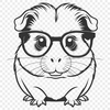 A cute guinea pig wearing glasses, ideal for personal use in craft projects or as a vector illustration.