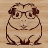 Cute Guinea Pig with Specs on Desk A cartoon guinea pig wearing glasses sits on a desk with design tools in the background.