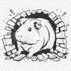 A small, furry guinea pig sitting on a background with a simple border, suitable for use in digital designs and crafts.