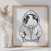 Cute Hoody-Wearing Guinea Pet Vector A guinea pig wearing a hoody, designed as a vector graphic clip art.