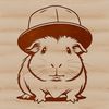 Guinea Pig Wearing a Fascinator A digital illustration of a guinea pig wearing a hat, suitable for personal or commercial projects.