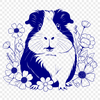 Whimsical Guinea Pig with Floral Accents Vector illustration of a guinea pig surrounded by flowers.