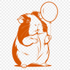 Adorable Guinea Pig SVG Clip Art A cartoon illustration of a guinea pig with a balloon tied to its leash.