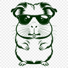 A cartoon guinea pig wearing trendy sunglasses, suitable for various uses including clip art and vector design.