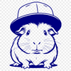 Adorable Guinea Pig with Fancy Headgear A cute cartoon guinea pig wearing a hat, suitable for personal or commercial design projects.