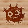 A cute monster with an expressive face breaking through a wall on Halloween night.