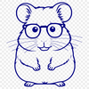 Whimsical Hamster Study Buddy A cute hamster wearing glasses sitting on a table with a computer background.