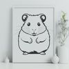 Whiskered Wheel Rider Vector Graphic A cute cartoon hamster in a wheel, designed as vector art for various digital applications.
