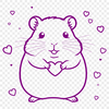 Cute Hamster Clip Art SVG A colorful illustration of a cute hamster with heart symbols surrounding it.