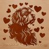 A vector design featuring a cute Havanes puppy's head adorned with heart symbols, ideal for pet owners and enthusiasts.