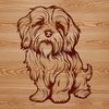 Adorable White Havanese Dog Vector Illustration A small white dog with long hair sits on a surface, depicted in a simplified vector style.