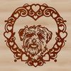 Whimsical Dog Head SVG Design A cute Havanese dog's head with love hearts surrounding it, ideal for personal and commercial use as clip art.