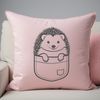A detailed illustration of a hedgehog in a pocket-like setting.