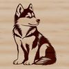 A Siberian Husky sitting on a snowy background in vector format.