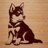 Husky Illustration in Vector Format A digital illustration of a sitting Siberian Husky breed dog in vector format.