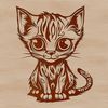 Colorful Whimsical Kitten Clip Art A colorful kitten sitting on the floor with intricate details.