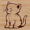 Colorful Feline Vector Graphic A cute cartoon kitten sitting on its haunches, depicted as a simple yet colorful vector illustration.