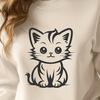 Whimsical Grey Kitten Design A small grey kitten sitting on a surface, with a simple design suitable for digital crafting.