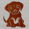 A sitting Labrador Retriever depicted in vector format as a digital illustration.