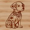 Cute Sitting Dog Clip Art Design A sitting Labrador Retriever breed dog with a friendly expression, suitable as clip art for various designs.