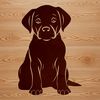 A sitting Labrador Retriever dog with a friendly expression, suitable for download as a vector graphic.