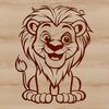 Royal Savannah Dweller Illustration An illustration of a lion sitting on its haunches, representative of big cats found in safari environments.